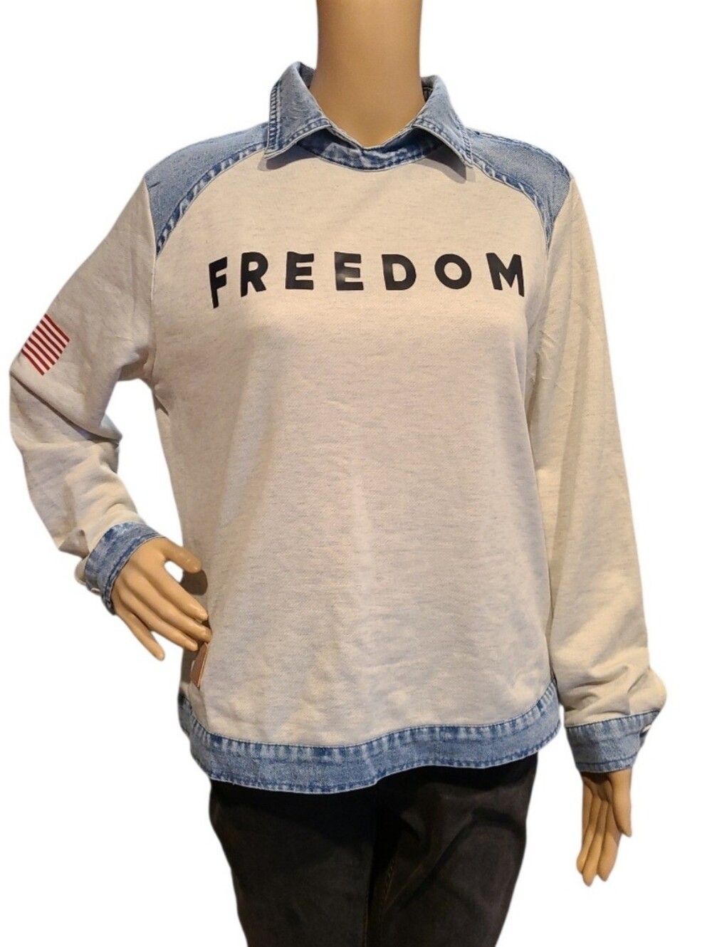 FREEDOM Sweatshirt Denim Collat & Trim